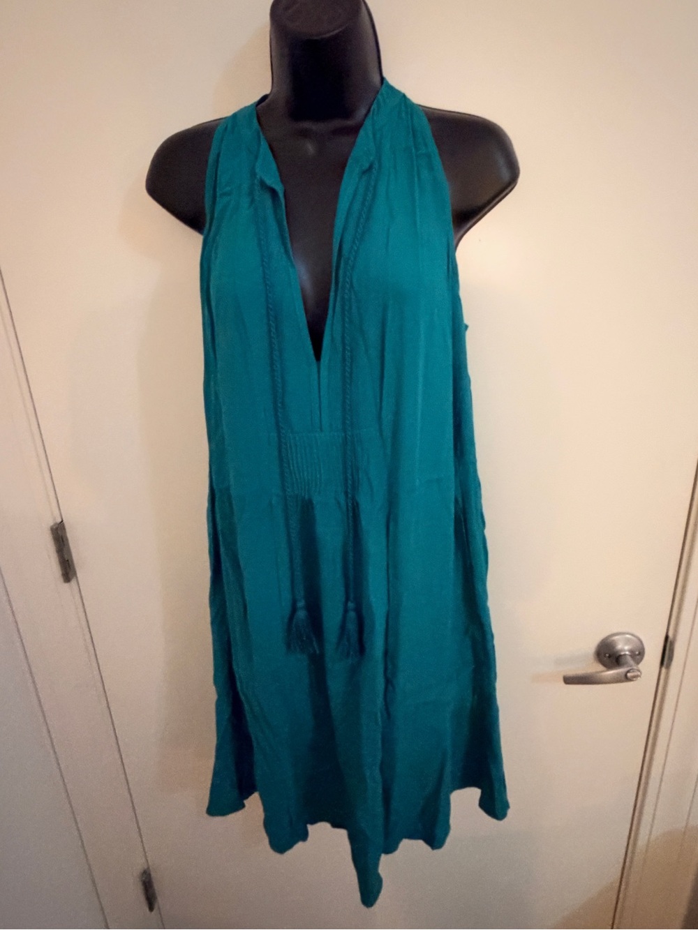 Women’s Teal Halter Swim Cover-Up Dress Lovestitch Large